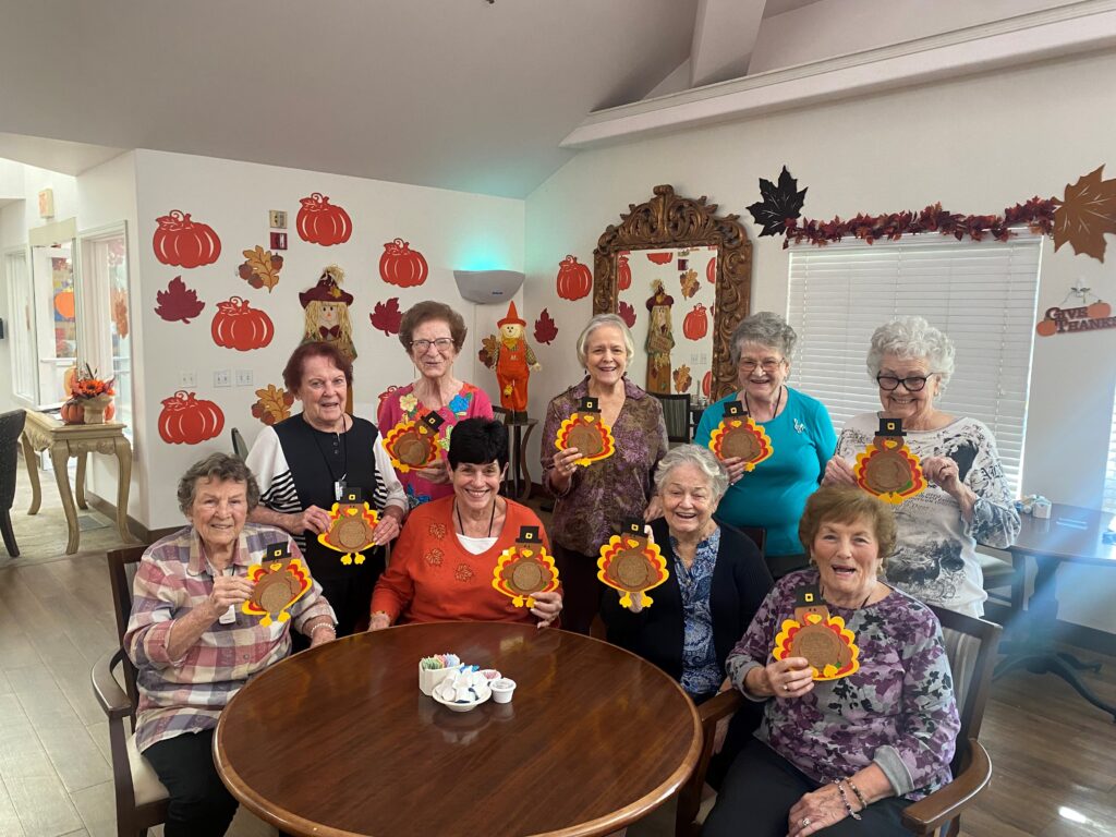 Residents with Thanksgiving craft Bakersfield
